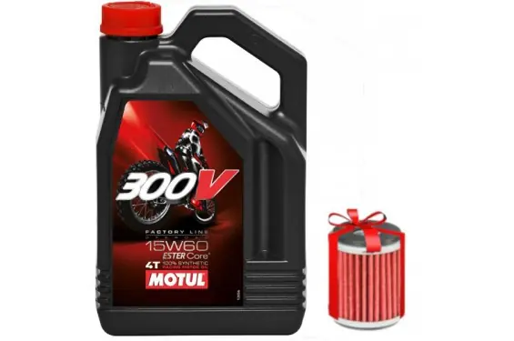 Huile moto Motul 300V 15W60 OFF ROAD 4 Litres + Filtre à Huile Offert Meilleure Vente