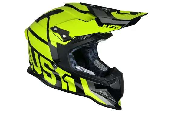 Casque Moto Cross JUST1 J12 UNIT Noir - Jaune Achat Immédiat