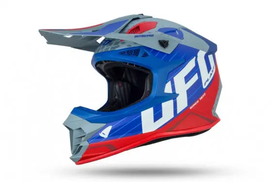Meilleure Vente Casque Cross UFO INTREPID 2021 Gris - Bleu - Rouge